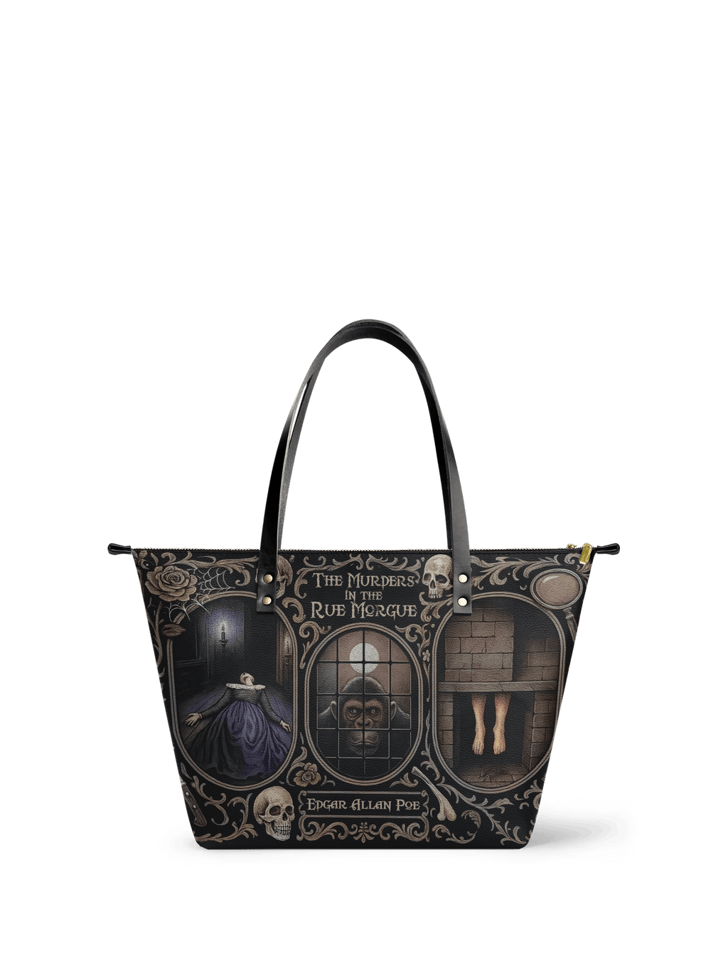 "The Murders In The Rue Morgue" Leather Tote Bag
