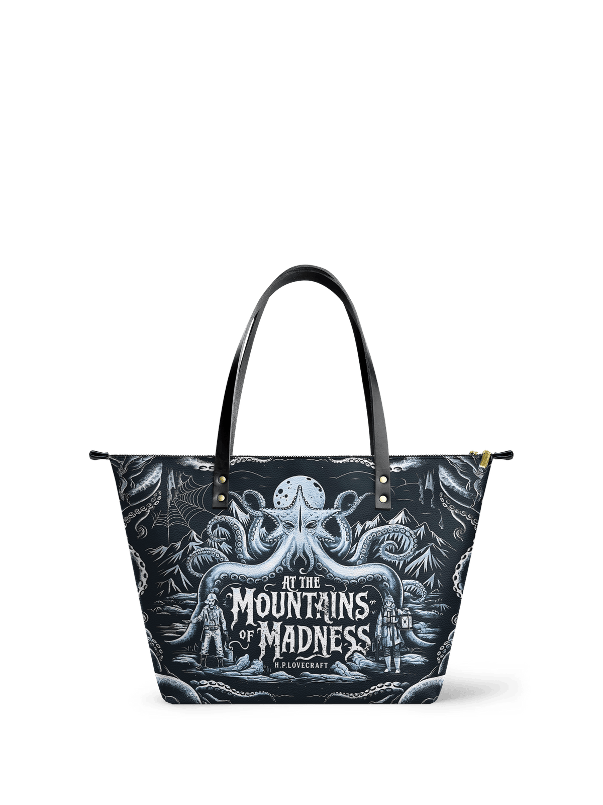 "At The Mountains Of Madness" Leather Tote Bag