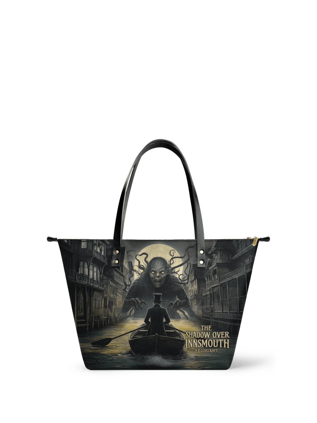 "The Shadow Over Innsmouth" Leather Tote Bag