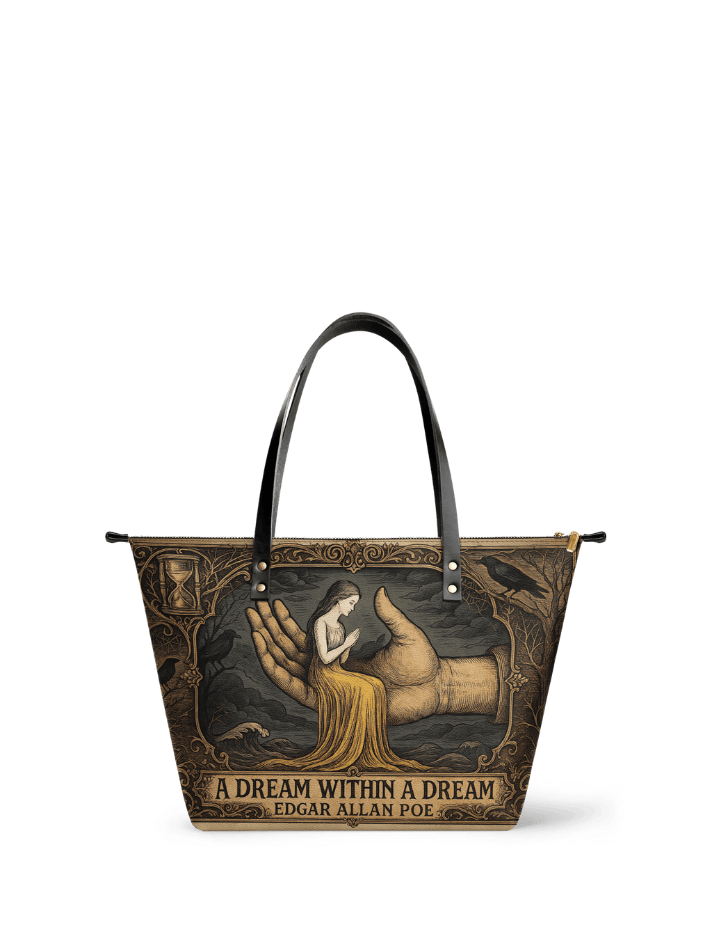 "A Dream Within A Dream" Leather Tote Bag