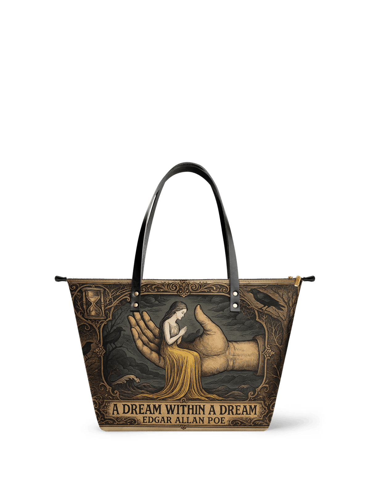 "A Dream Within A Dream" Leather Tote Bag