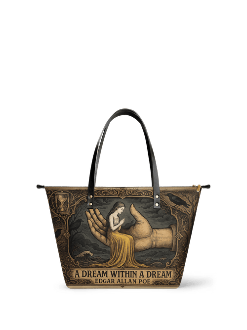 "A Dream Within A Dream" Leather Tote Bag