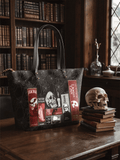 "The Codex of Gothic Tales" Black Widow’s Kiss Leather Tote Bag