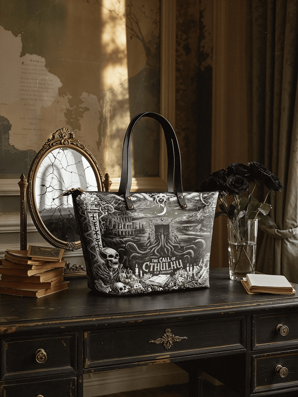 "The Call Of Cthulhu" Leather Tote Bag