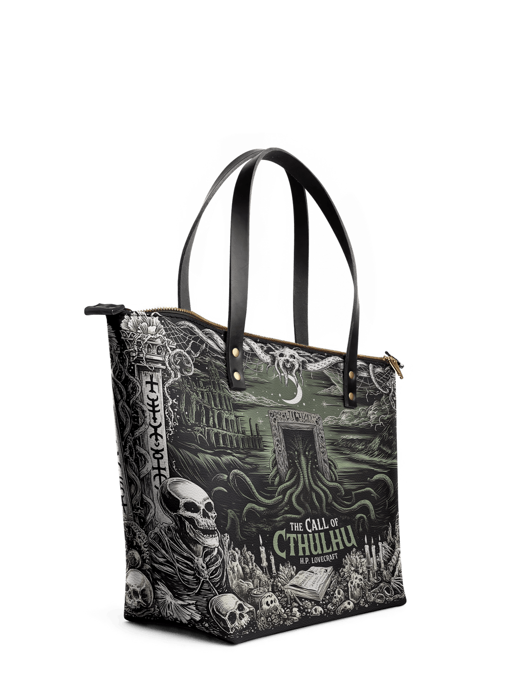 "The Call Of Cthulhu" Leather Tote Bag