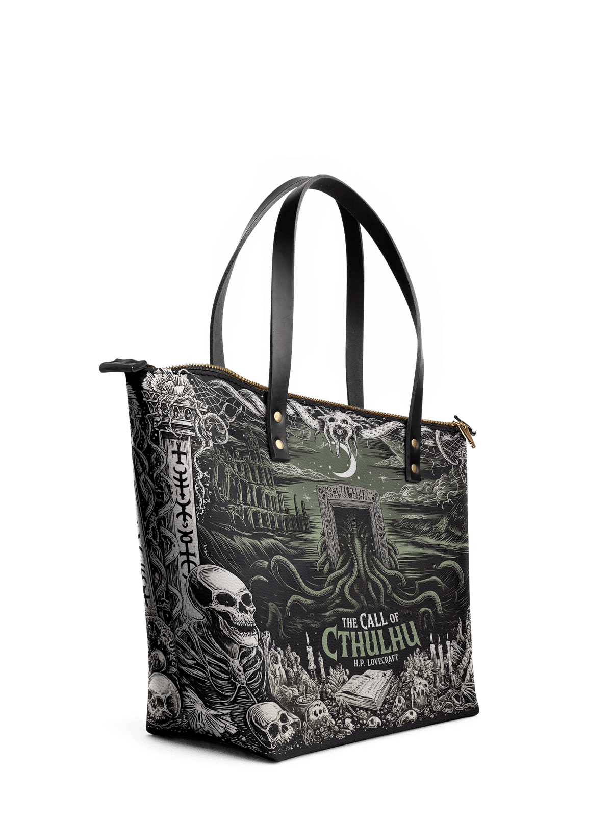 "The Call Of Cthulhu" Leather Tote Bag