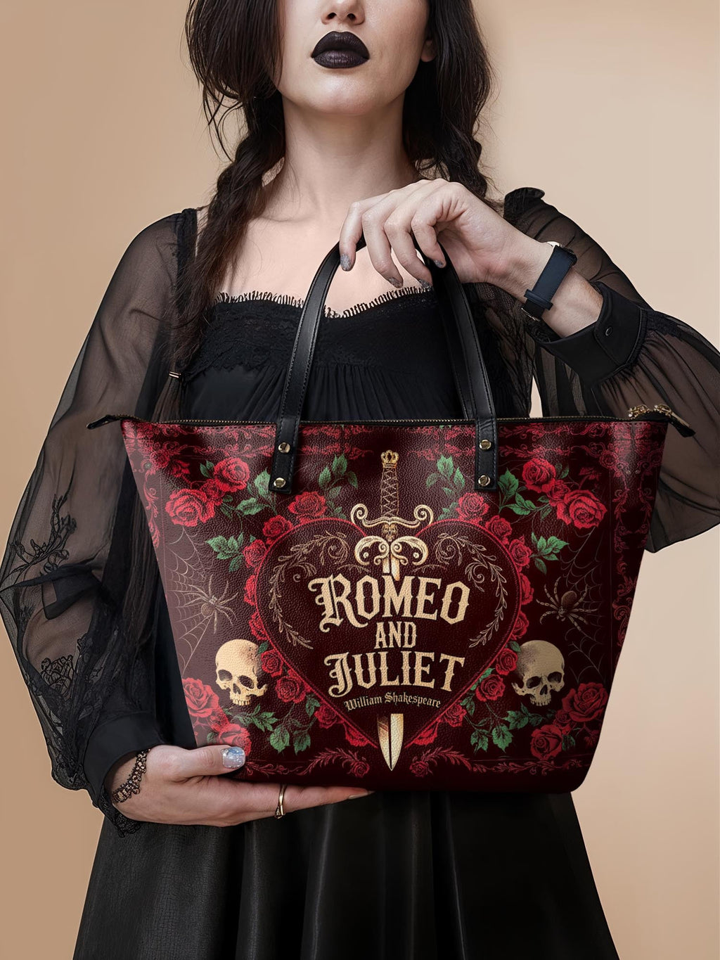 "Romeo And Juliet" Poison Rose Leather Tote Bag
