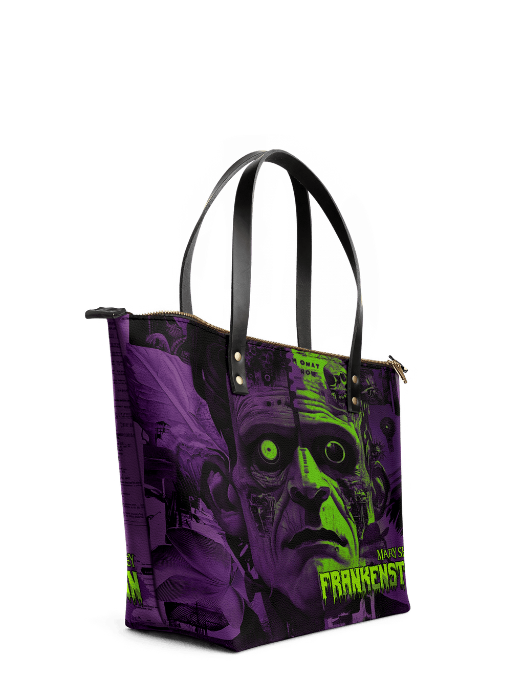 "Frankenstein" Lablight Violet Leather Tote Bag
