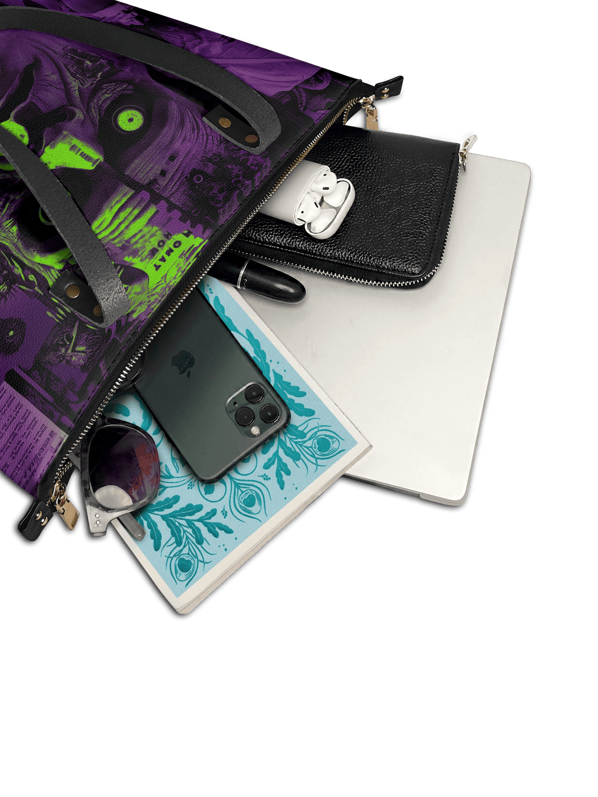 "Frankenstein" Lablight Violet Leather Tote Bag