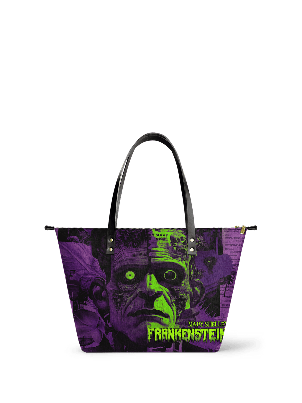 "Frankenstein" Lablight Violet Leather Tote Bag