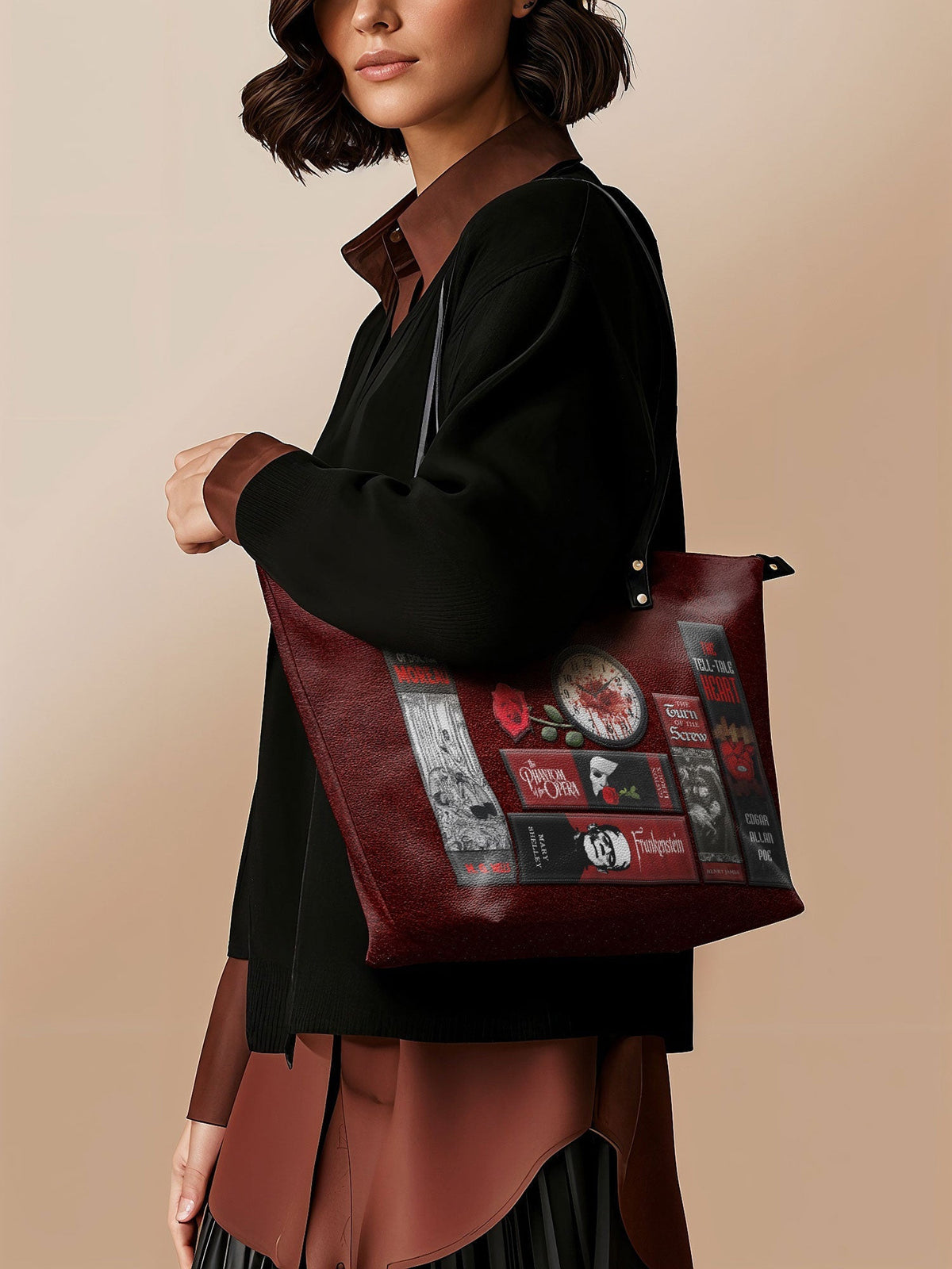 "The Crimson Codex" Leather Tote Bag