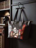 "The Codex of Gothic Tales" Deadlight Black Leather Tote Bag