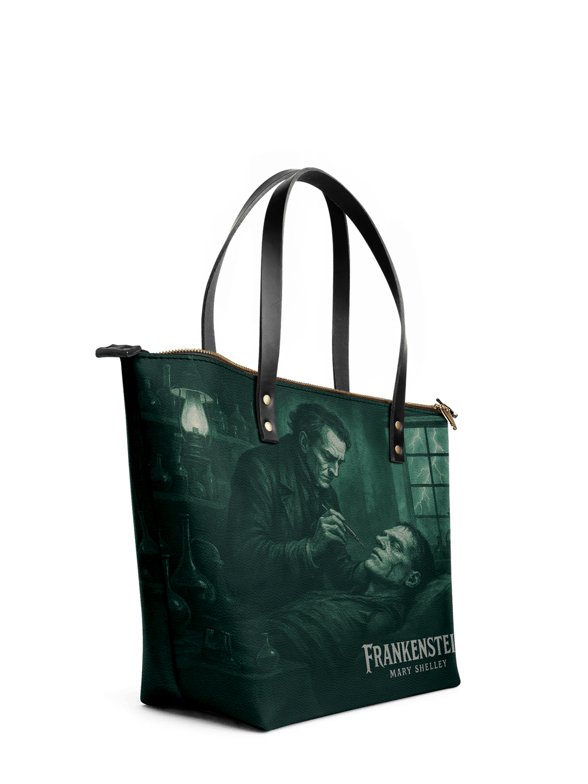 "Frankenstein" Mortuary Moss Leather Tote Bag