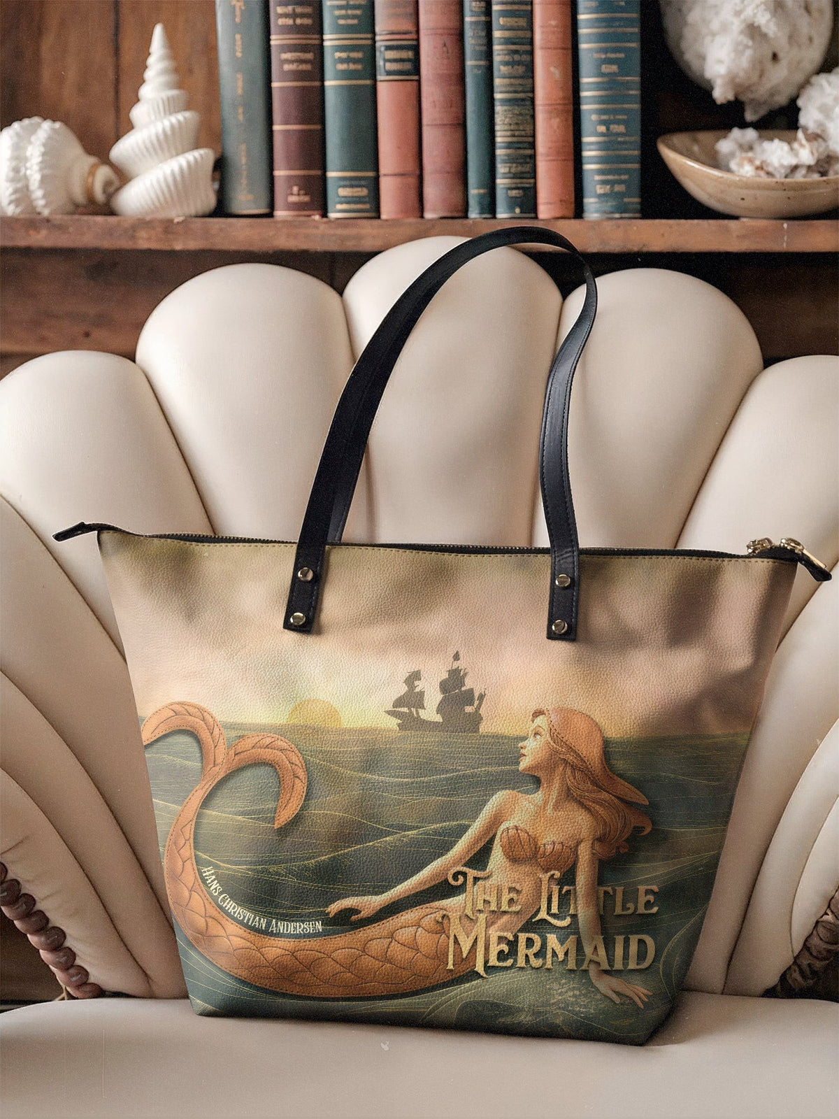 "Mermaid’s Sacrifice" Leather Tote Bag