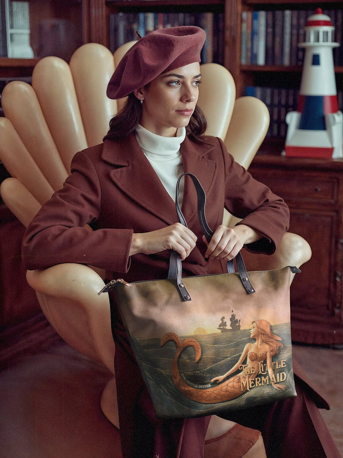 "Mermaid’s Sacrifice" Leather Tote Bag