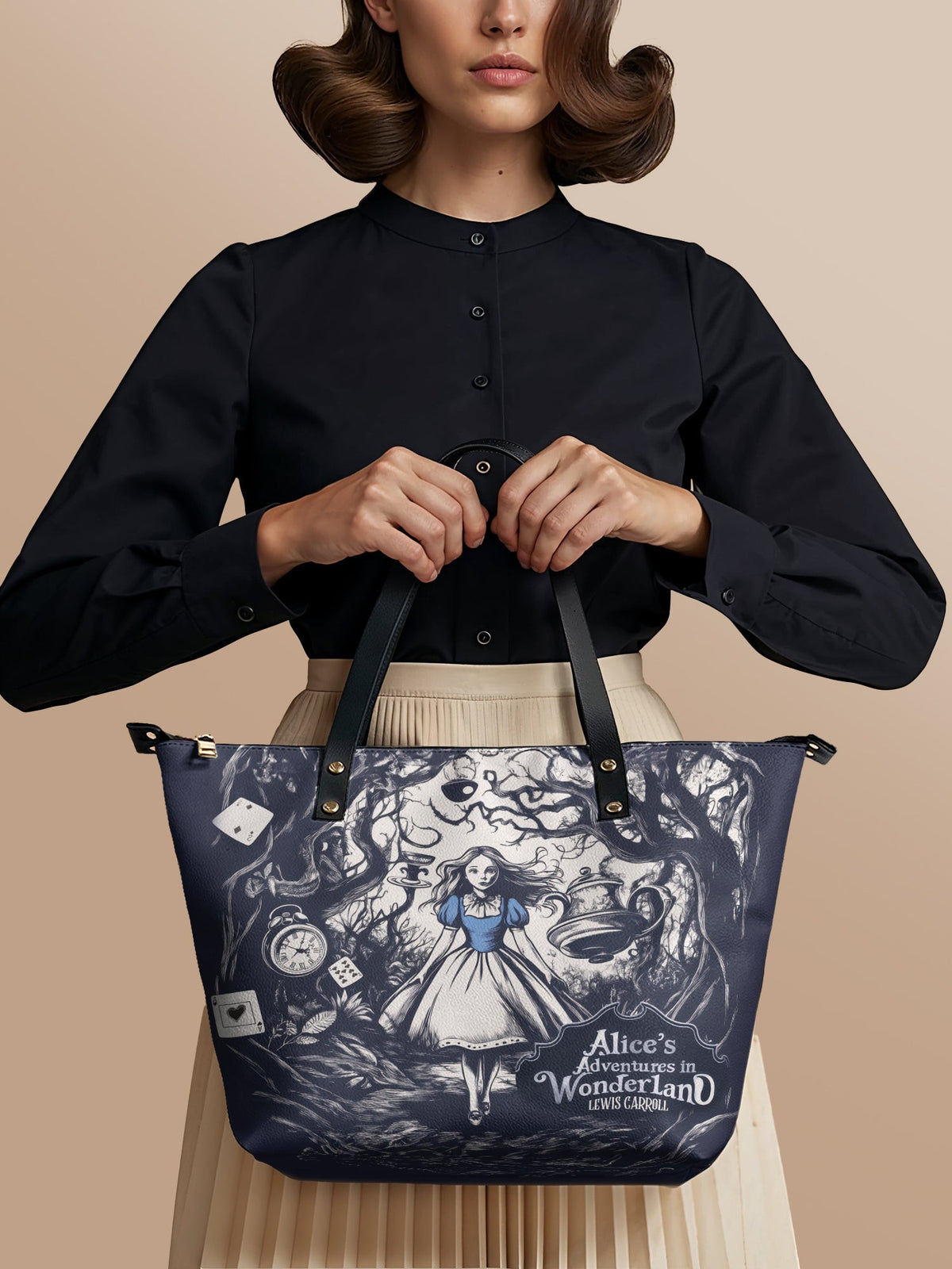 "Down the Rabbit Hole" Leather Tote Bag