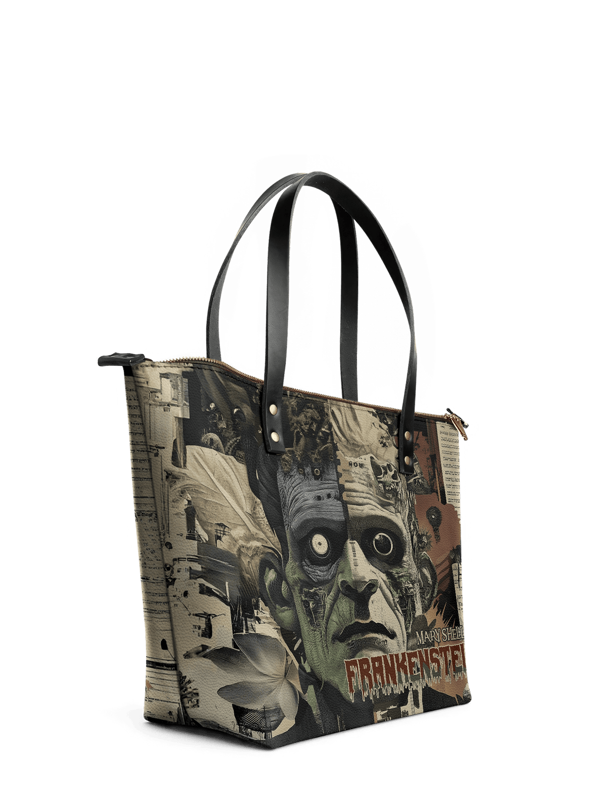 "Frankenstein" Old Parchment Leather Tote Bag
