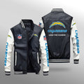 Los Angeles Chargers Premium Fleece-Lined Leather Bomber Jacket BG57
