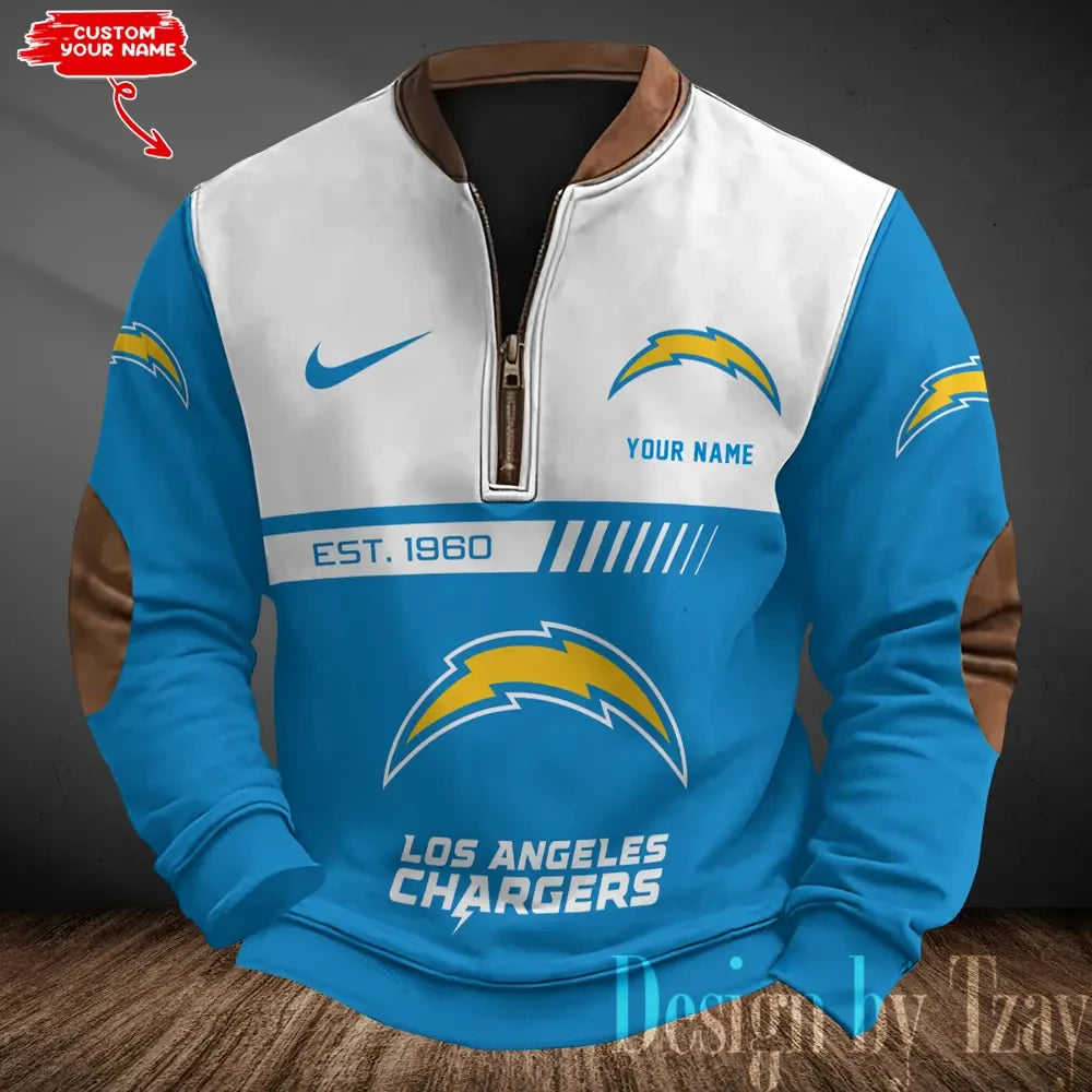 Los Angeles Chargers Men's Vintage Zipper Stand Collar Sweatshirt S9MPZNS319