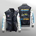 Los Angeles Chargers Premium Fleece-Lined Leather Bomber Jacket BG13