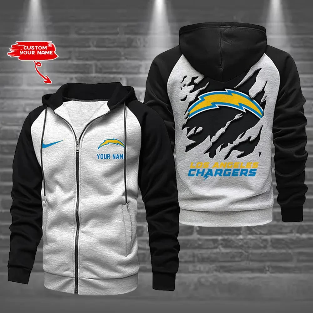 Los Angeles Chargers Zip-Up Color Block Hoodie ANZ2DZH168