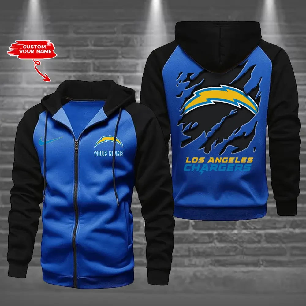 Los Angeles Chargers Zip-Up Color Block Hoodie ANZ2DZH168
