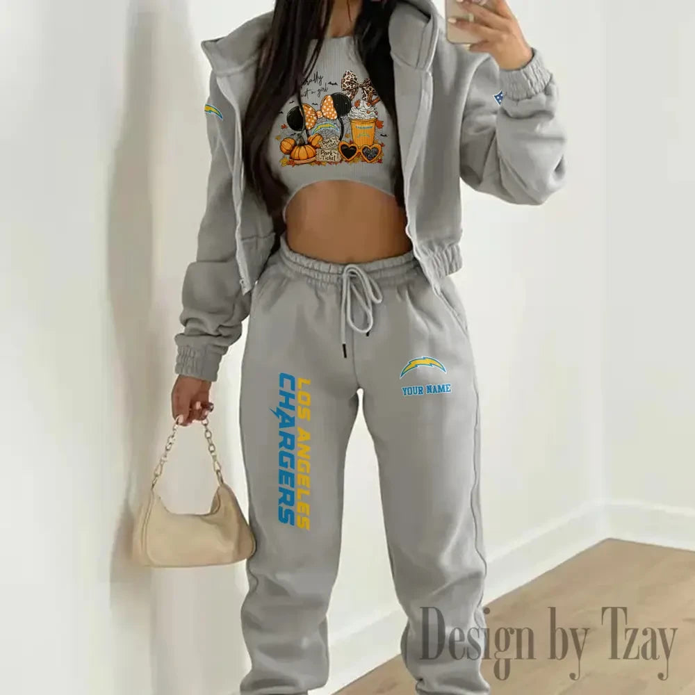 Los Angeles Chargers Personalized Women Sporty Streetwear Set SPTWAL3PS275