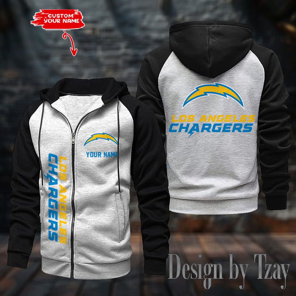 Los Angeles Chargers Zip-Up Color Block Hoodie ANZ2DZH082