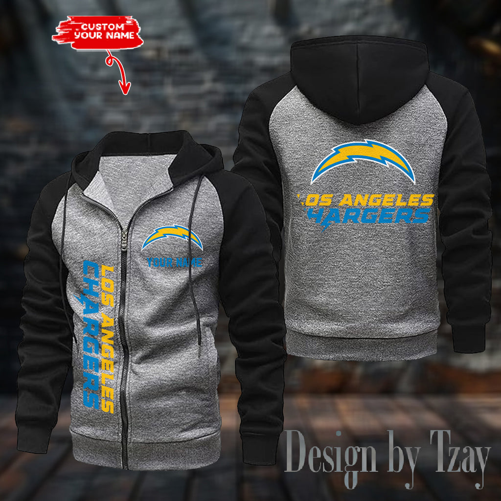 Los Angeles Chargers Zip-Up Color Block Hoodie ANZ2DZH082