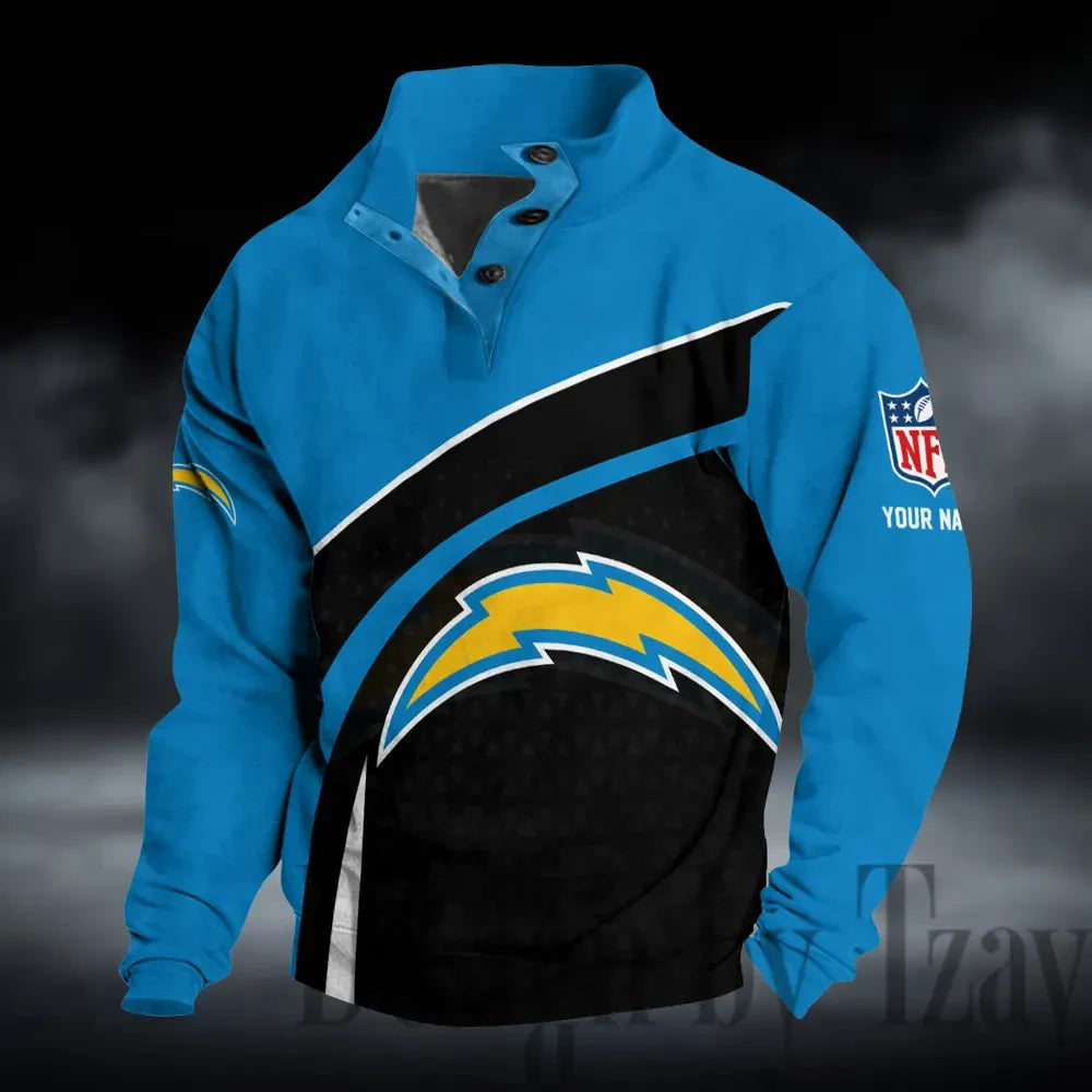 Los Angeles Chargers Buttoned Collar Sweatshirt New Design 2026 S9DBSCH2270