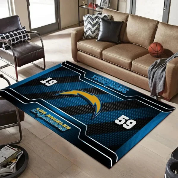 Los Angeles Chargers Personalized Rectangle Rug BGRERUG318