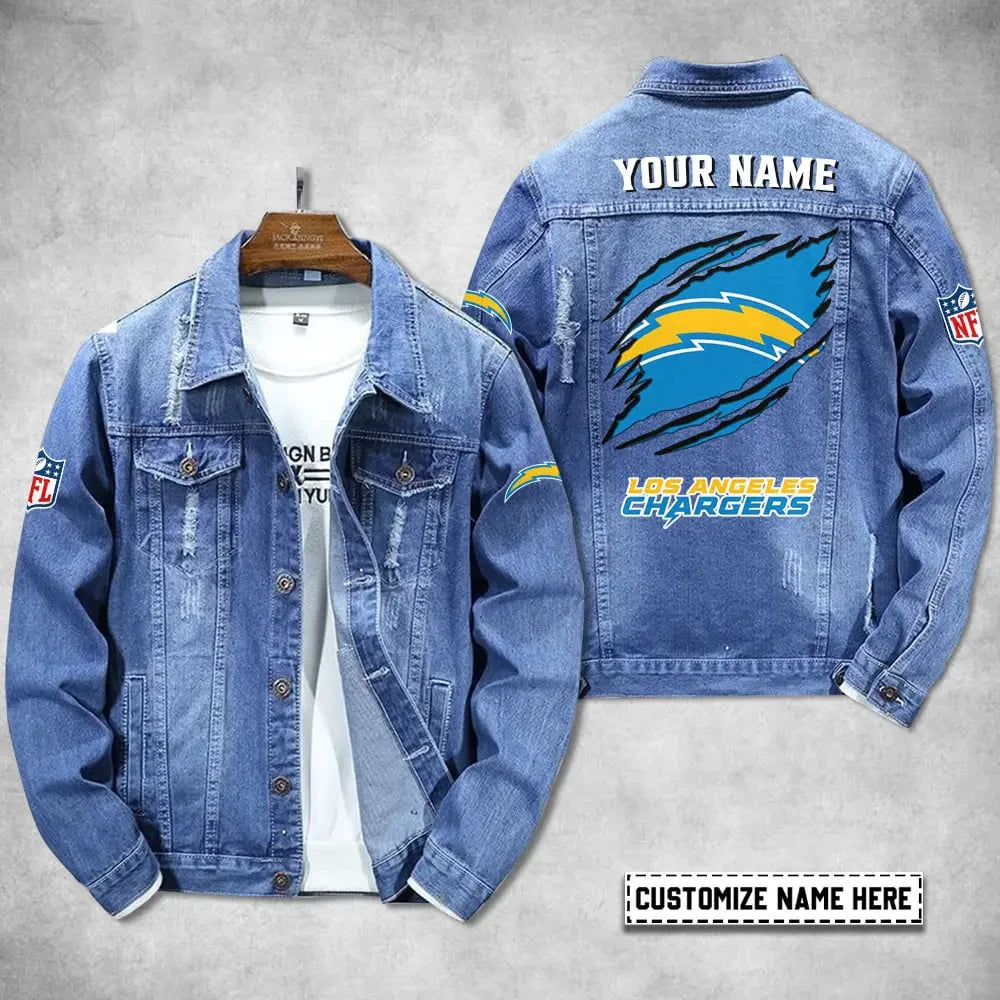 Los Angeles Chargers Personalized New Denim Jacket S9DJ076