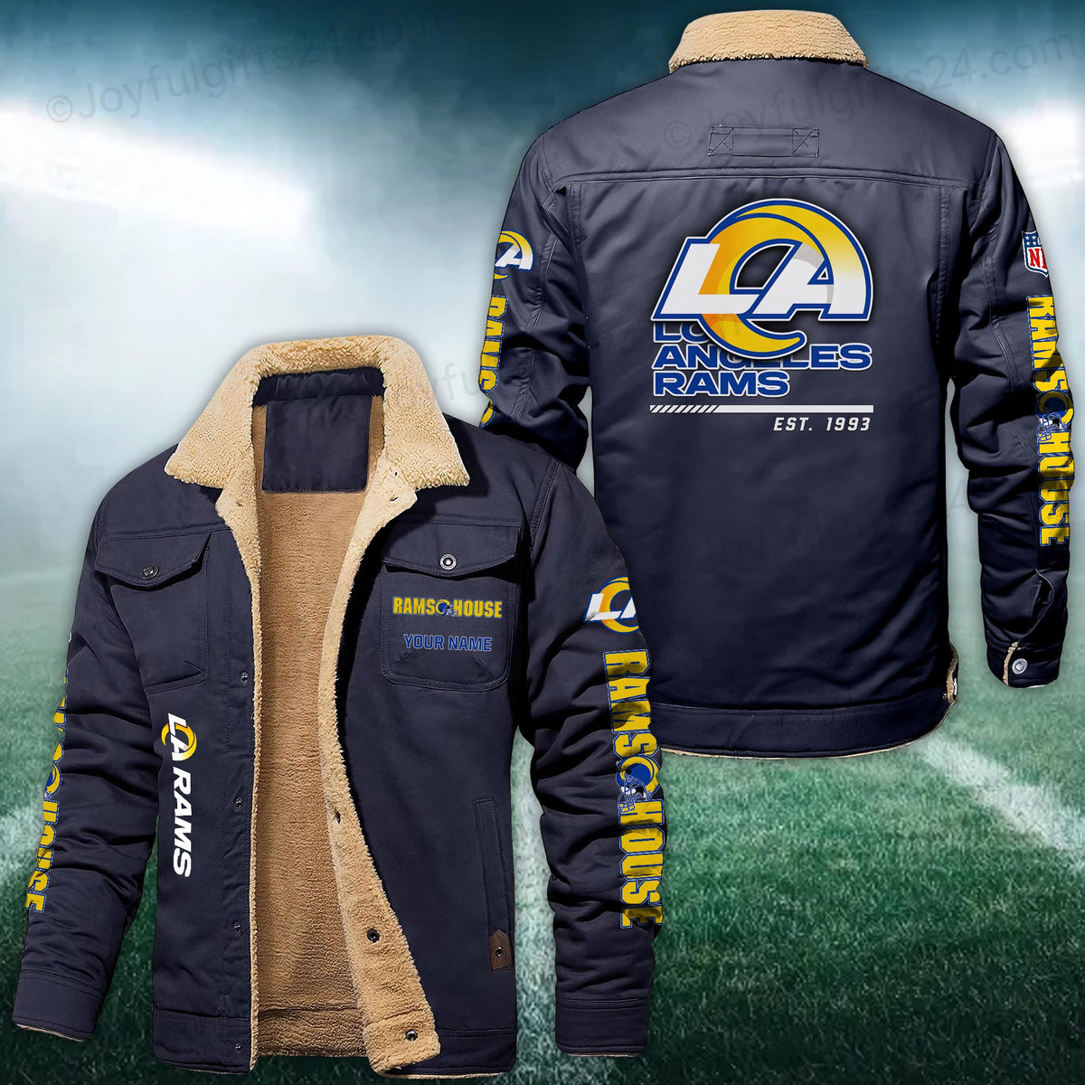 Los Angeles Rams FLEECE BOMBER JACKET Custom name 10043895N