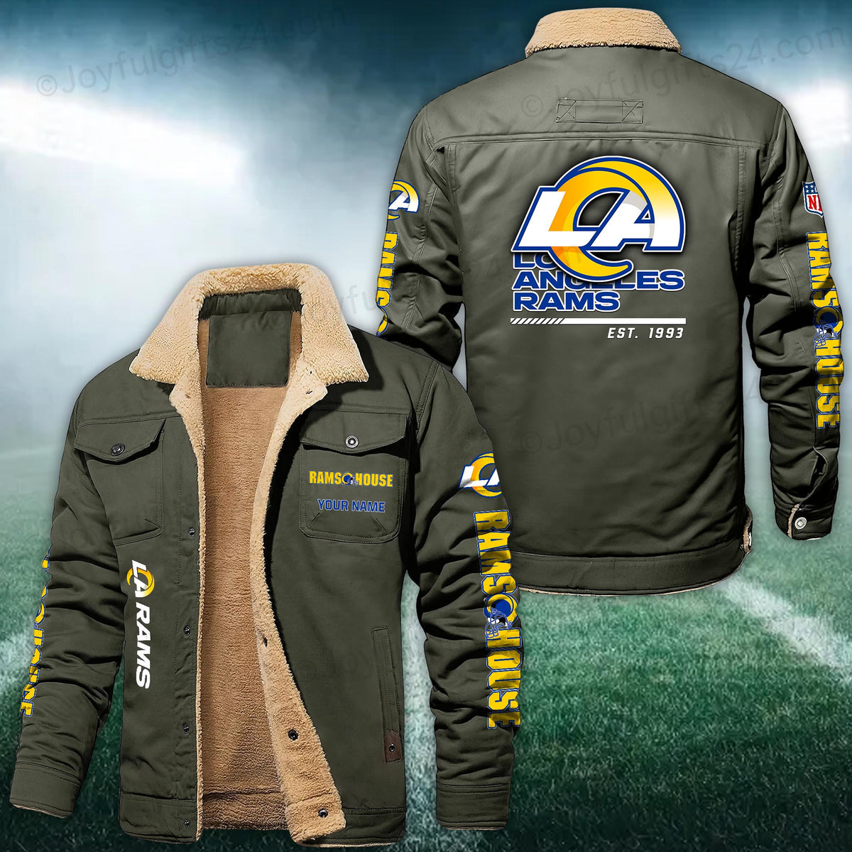 Los Angeles Rams FLEECE BOMBER JACKET Custom name 10043895N