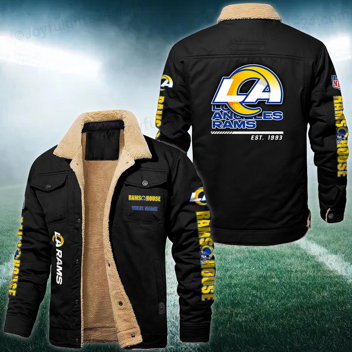 Los Angeles Rams FLEECE BOMBER JACKET Custom name 10043895N