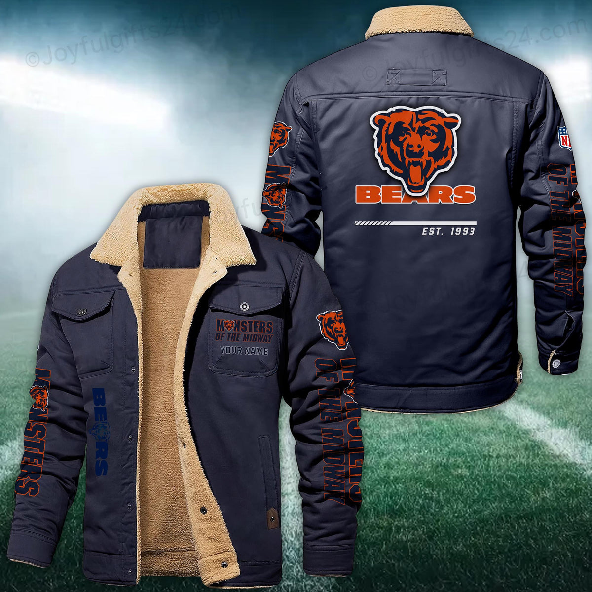 Chicago Bears FLEECE BOMBER JACKET Custom name 10043895N