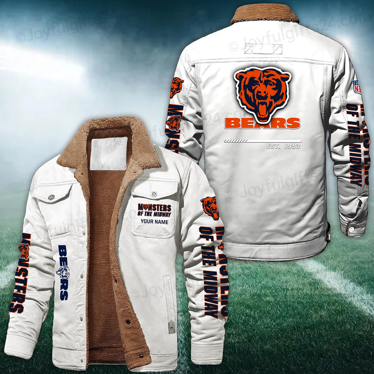 Chicago Bears FLEECE BOMBER JACKET Custom name 10043895N