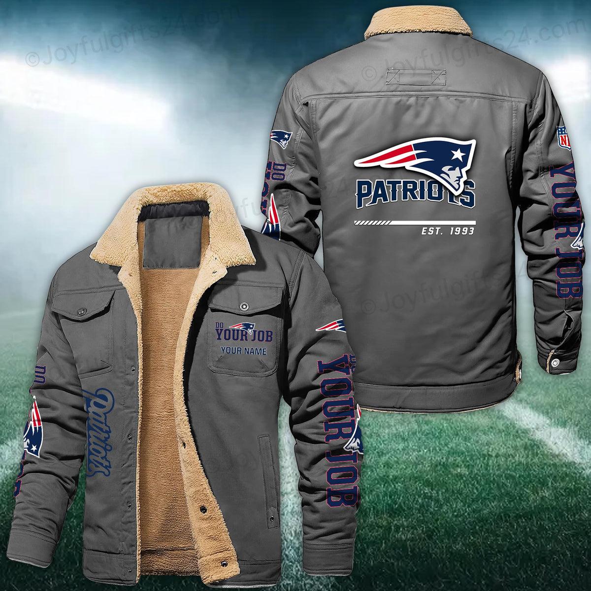New England Patriots FLEECE BOMBER JACKET Custom name 10043895N