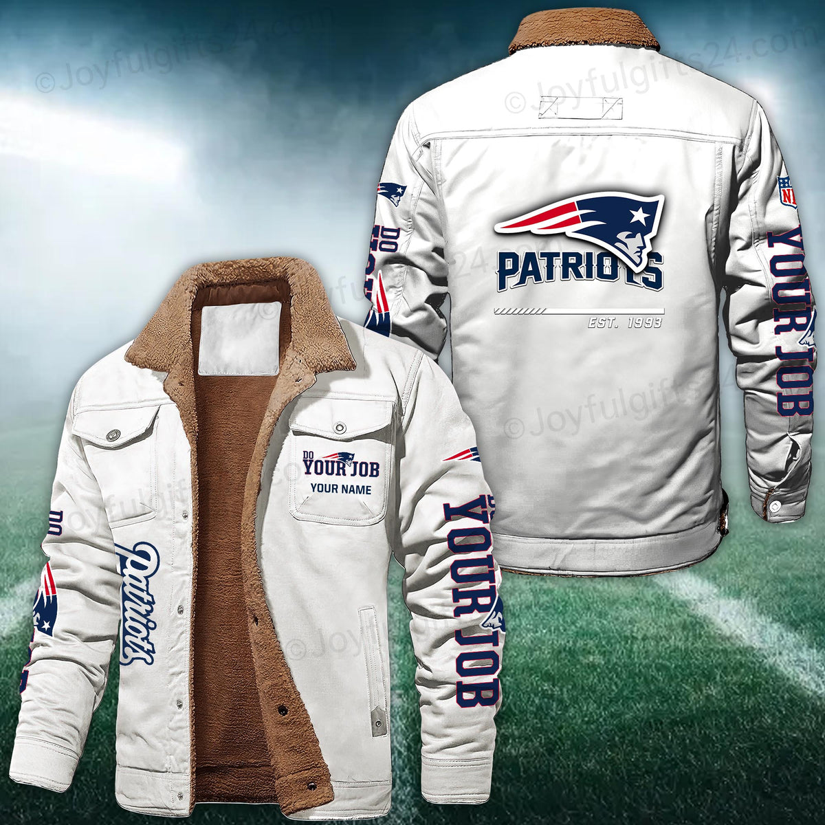 New England Patriots FLEECE BOMBER JACKET Custom name 10043895N