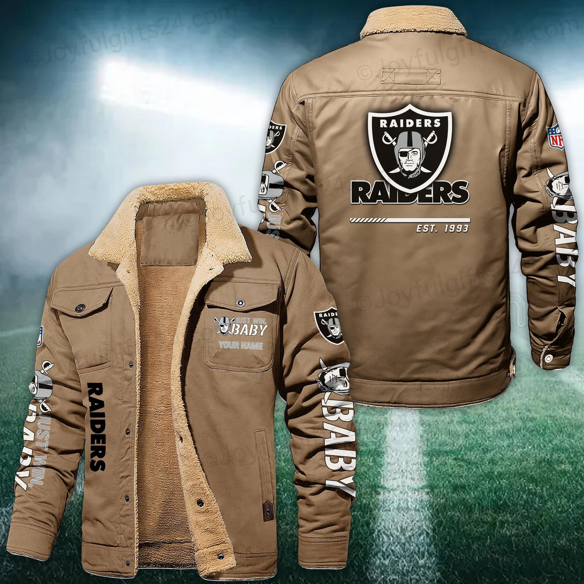 Las Vegas Raiders FLEECE BOMBER JACKET Custom name 10043895N