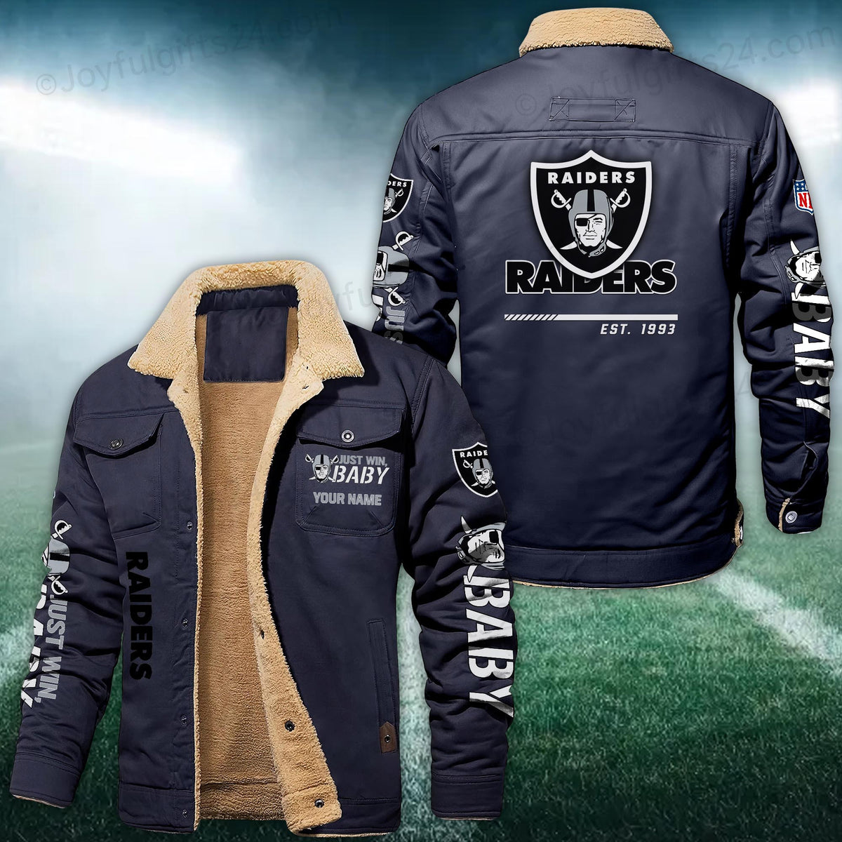 Las Vegas Raiders FLEECE BOMBER JACKET Custom name 10043895N