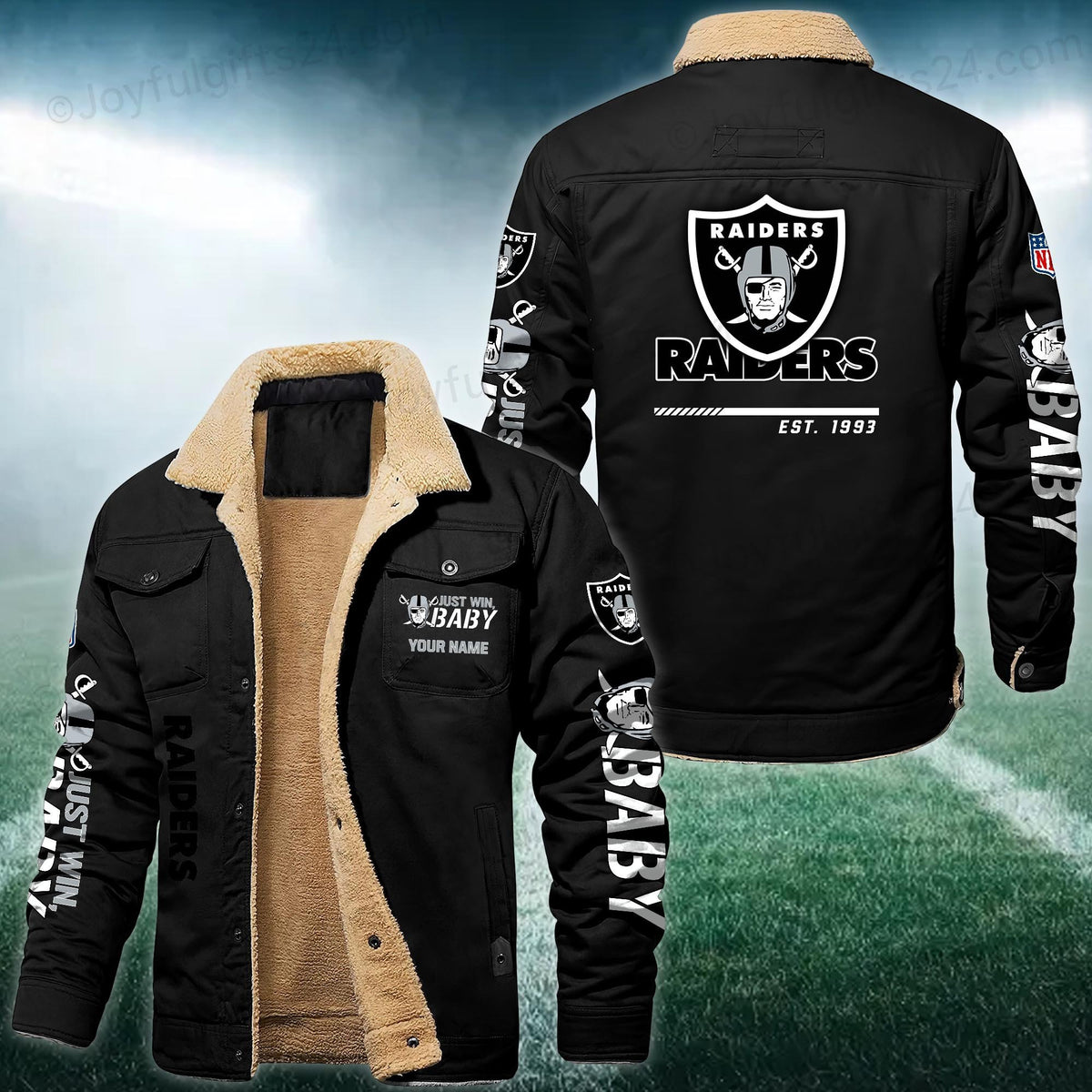 Las Vegas Raiders FLEECE BOMBER JACKET Custom name 10043895N