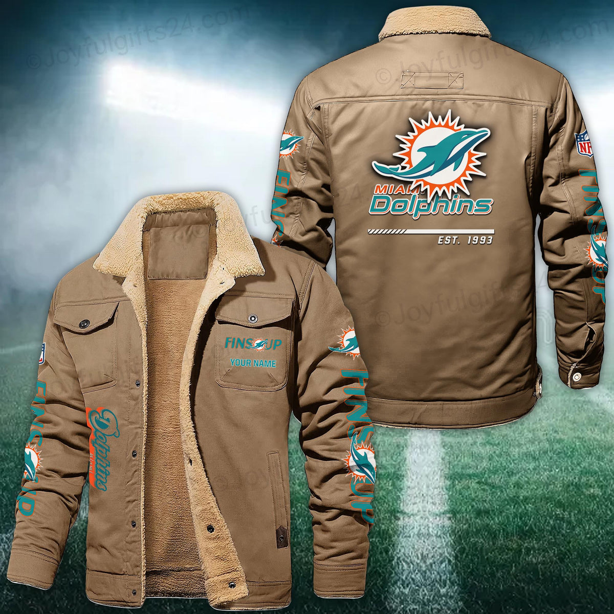 Miami Dolphins FLEECE BOMBER JACKET Custom name 10043895N