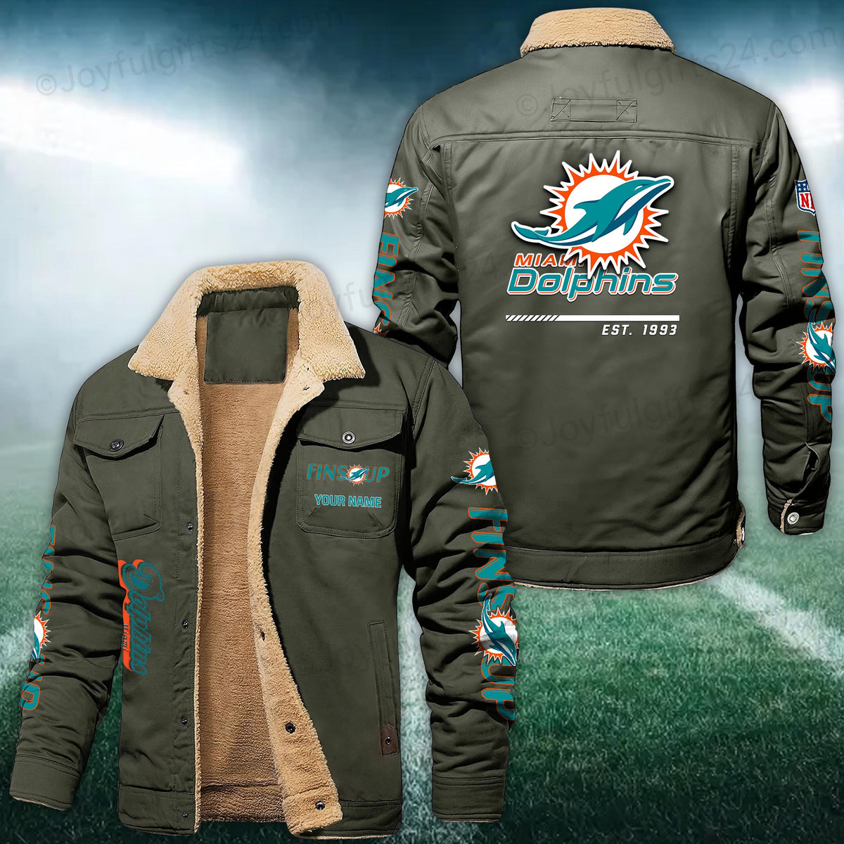 Miami Dolphins FLEECE BOMBER JACKET Custom name 10043895N