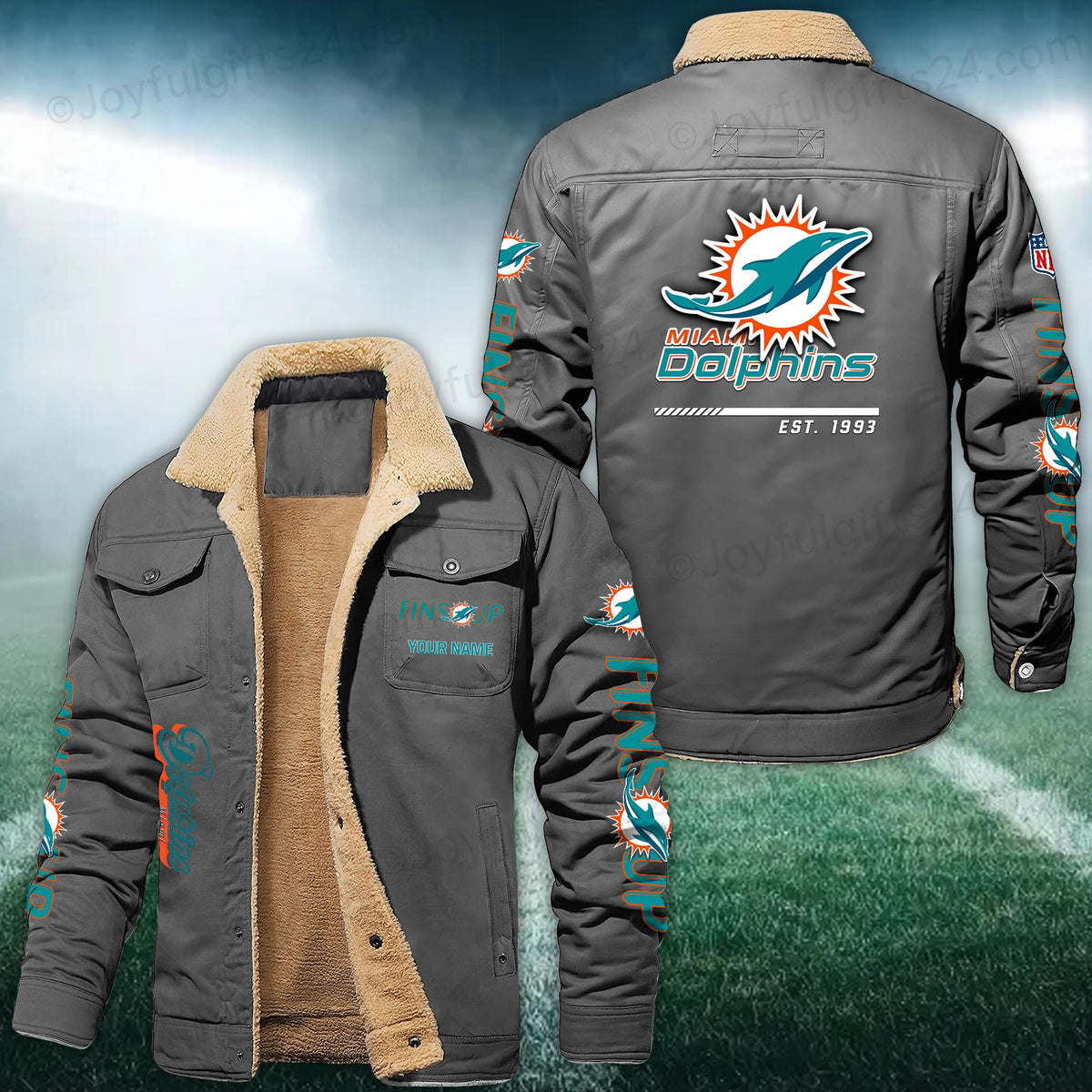 Miami Dolphins FLEECE BOMBER JACKET Custom name 10043895N