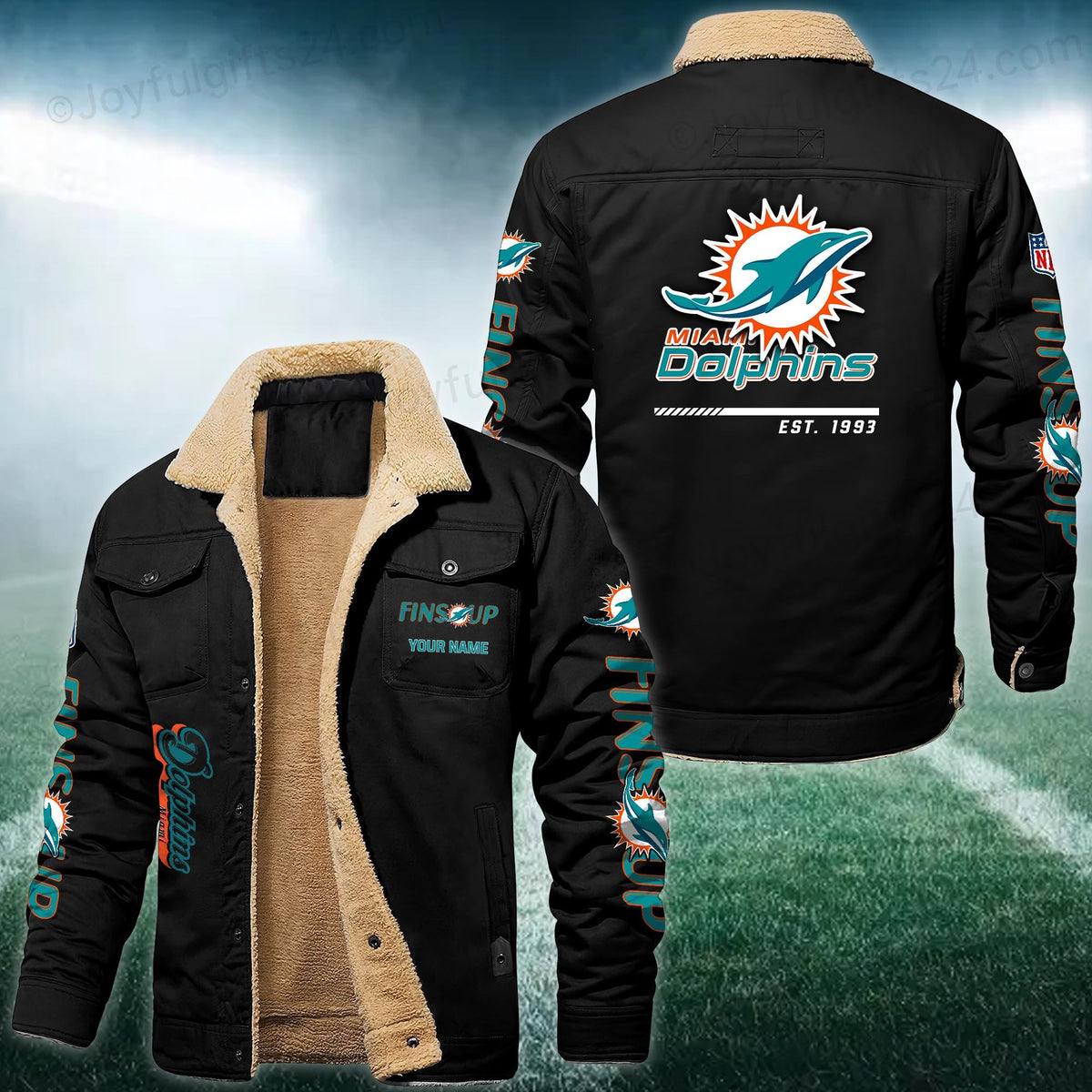 Miami Dolphins FLEECE BOMBER JACKET Custom name 10043895N