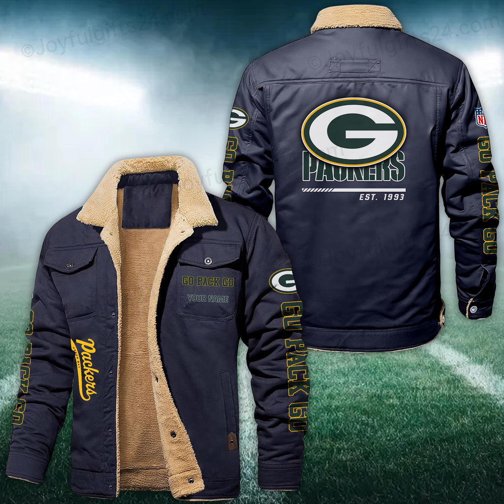 Green Bay Packers FLEECE BOMBER JACKET Custom name 10043895N