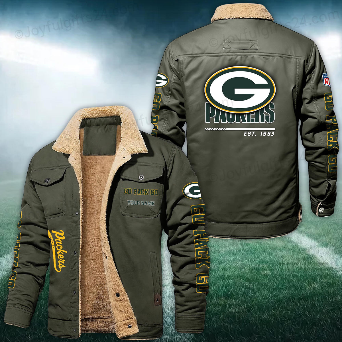 Green Bay Packers FLEECE BOMBER JACKET Custom name 10043895N