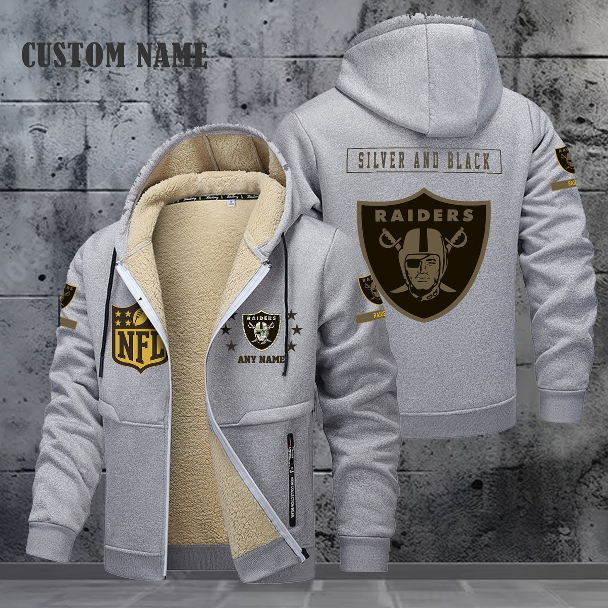 Las Vegas Raiders NFL-Lamb Fleece Thick Coat- Custom name 10154094N