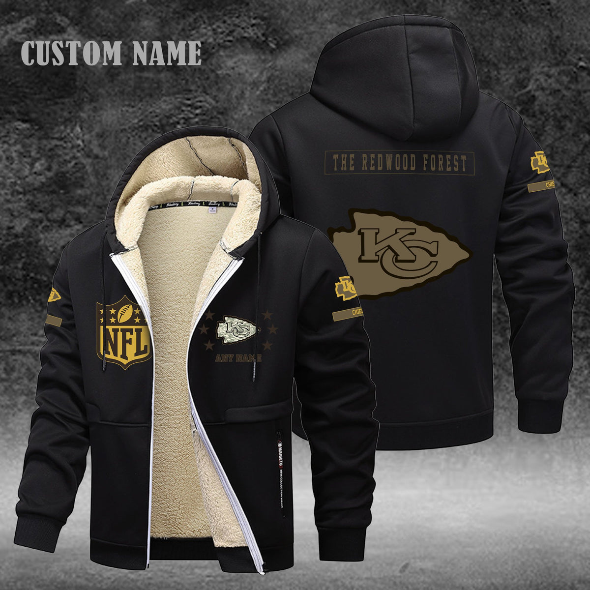 Kansas City Chiefs NFL-Lamb Fleece Thick Coat- Custom name 10154094N